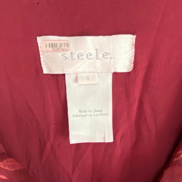 Steele Anthropologie Sahara Burgundy Floral Pleated Ruffle Midi Dress Size Small - Picture 5 of 7